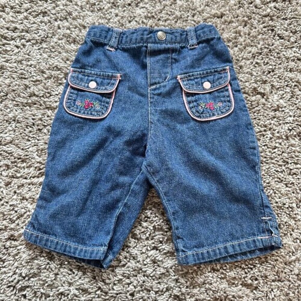Small Wonders Size 18 Months Vintage Floral Embroidered Snap‎ Pocket Jeans